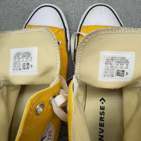 Converse Chuck Taylor All Star Shoes Womens 9.5 Yellow High Top Canvas Sneakers - Picture 7 of 14